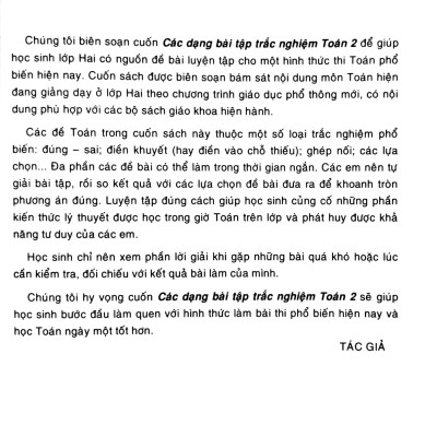 Các Dạng Bài Tập Trắc Nghiệm Toán 2 (Theo Chương Trình Giáo Dục Phổ Thông Mới)