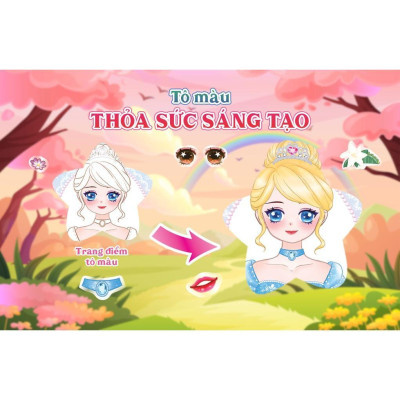 Sách - Trang Điểm Lily - Công Chúa Cổ Tích - Tô Màu Và Bóc Dán Hơn 100+ Stickers Xinh Đẹp Cho Bé Gái - Megabook