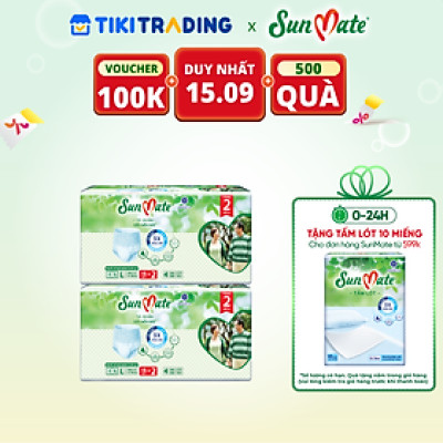 [Mẫu mới] Combo 2 Tã quần SunMate siêu mềm mại G1 mới size L-16+2 miếng