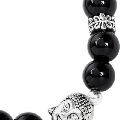 Vòng Đá Obsidian Phối Charm Phật Bạc 925 Ngọc Quý Gemstones VT57