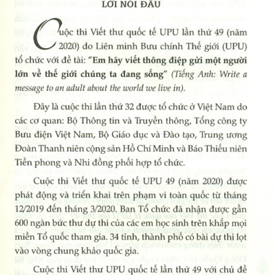 Thông Điệp Trẻ Gửi Người Lớn Về Thế Giới Chúng Ta Đang Sống - Những Bức Thư Đoạt Giải Cuộc Thi Viết Thư Quốc Tế Upu Lần Thứ 49