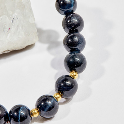 Vòng tay phong thủy nữ đá mắt hổ xanh đen charm phật 8mm mệnh thủy , mộc - Ngọc Quý Gemstones