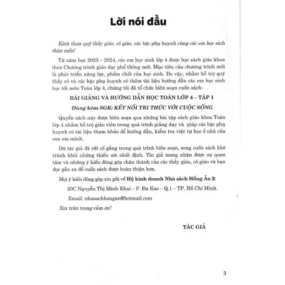 sách - bài giảng và hướng dẫn học toán lớp 4 - tập 1 (dùng kèm sgk kết nối tri thức với cuộc sống) (HA-mk)