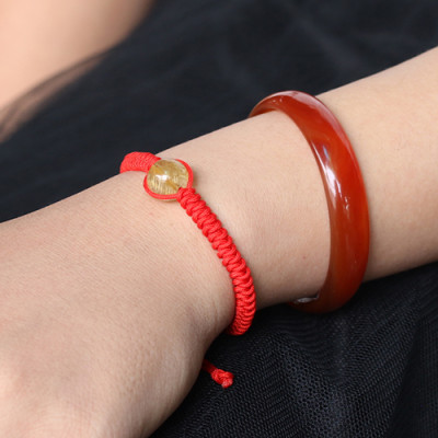 Vòng Tay Kết Dây Hạt Thạch Anh Tóc Vàng Ngọc Quý Gemstones GA28