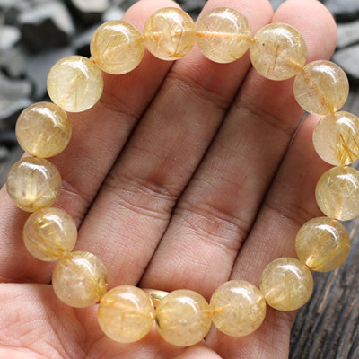 Vòng Thạch Anh Tóc Vàng Myanmar Ngọc Quý Gemstones (12.5mm)