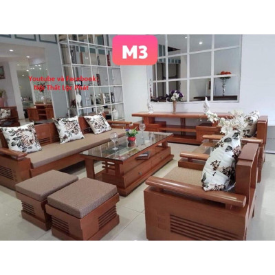 Bàn ghế góc Phòng Khách gỗ Sồi Nga mẫu 82