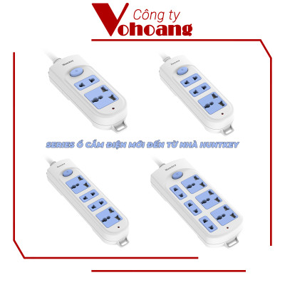 Ổ cắm điện 6 lỗ cắm Huntkey HK-A63 dây dài 3 mét, chịu tải 2500W với 3 lỗ cắm đa năng - Hàng chính hãng