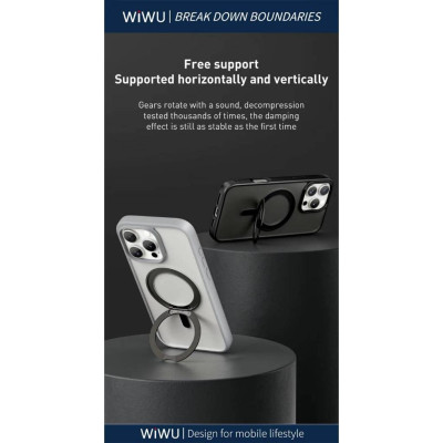 Ốp Lưng cho  iPhone 16 Pro Max , 16 Pro Lưng Nhám hiệu WIWU Armor Ultra Chống Sốc Kèm Giá Đỡ Kim Loại Ring Stand Xoay 360° Hỗ Trợ Sạc Không Dây - Hàng chính hãng
