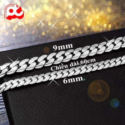 Dây chuyền thép không gỉ cao cấp đẹp sang trọng lặc khít chạm 2 bên trangsucpt kích cỡ 9mm PTDCNA57