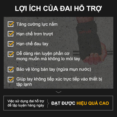 Lysin - đai hỗ trợ bảo vệ cổ tay, lòng bàn tay chất liệu da lộn thoáng khí, chống trượt, găng tay tập gym dây kéo lưng lifting straps tập deadlift kéo xà nâng tạ