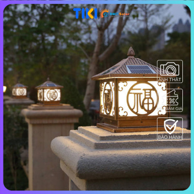 Đèn trụ cổng rào chữ Phúc năng lượng mặt trời kích thước 30*30cm tích hợp 3 màu ánh sáng (Trắng/Vàng/Trung tính)