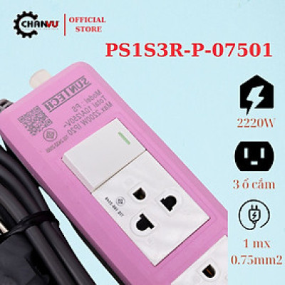 Ổ cắm điện Suntech 3 cổng, 1 công tắc, công suất lớn, chịu tải cao theo tiêu chuẩn TIS đến từ Thái Lan