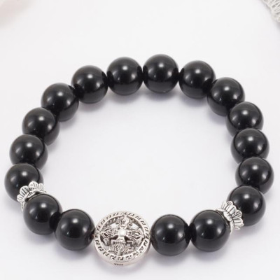 Vòng Đá Núi Lửa Phối Charm Bạc (10mm) Ngọc Quý Gemstones