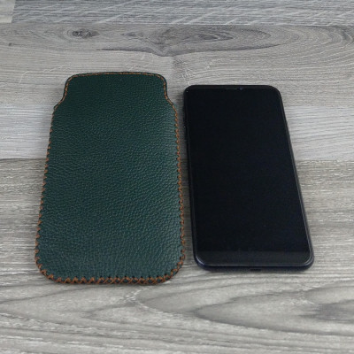 Bao Da Túi Rút dành cho iphone 11 pro max Da Bò Hạt Màu Xanh Rêu