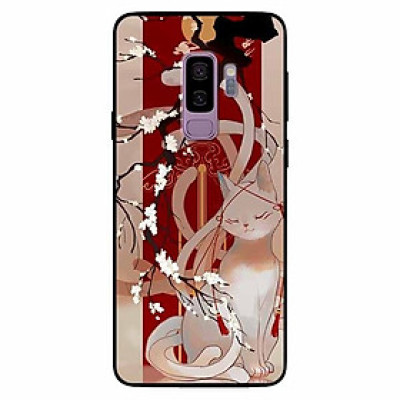 Ốp lưng in cho Samsung S9 Plus Mẫu Mèo Cành Hoa Đào