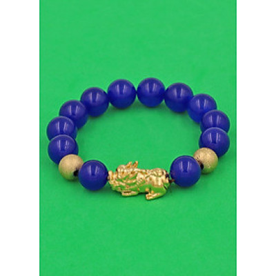 Vòng đeo tay Thạch Anh Tím 12 ly - cẩn Tỳ Hưu Phong Thủy inox vàng VTAITHHBV12 - hợp mệnh Hỏa, mệnh Thổ