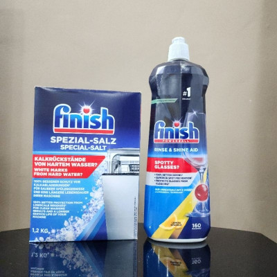 Combo muối rửa bát Finish 1,2kg+Nước làm bóng finish 800ml dùng cho Máy Rửa Bát