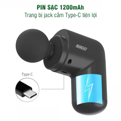Súng Massage Cầm Tay Mini Nikio NK-173 - 6 Đầu Chuyên Dụng + 1 Đầu Nhiệt Nóng - Mát Xa Hỗ Trợ Giảm Đau Nhức Và Giãn Cơ Toàn Thân - Phù Hợp Mọi Đối Tượng, Siêu Nhỏ Gọn
