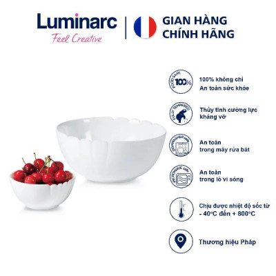 Bộ 4 bát tô đựng canh thủy tinh Luminarc Lotusia 21cm N3619 | Hàng chính hãng