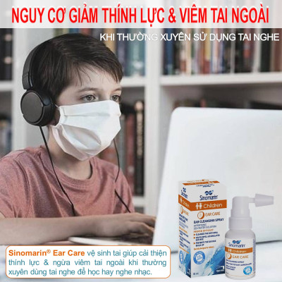 Vệ sinh tai & Ngừa nút ráy tai trẻ em - SINOMARIN Children Ear Care - 30ml - màu cam