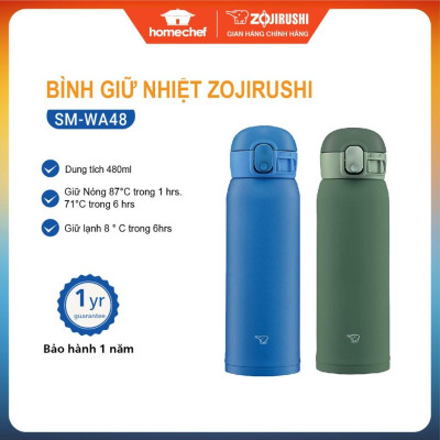 Bình giữ nhiệt nóng-lạnh Zojirushi SM-WA48, dung tích 0.48L, sản xuất Thái, bảo hành giữ nhiệt 1 năm