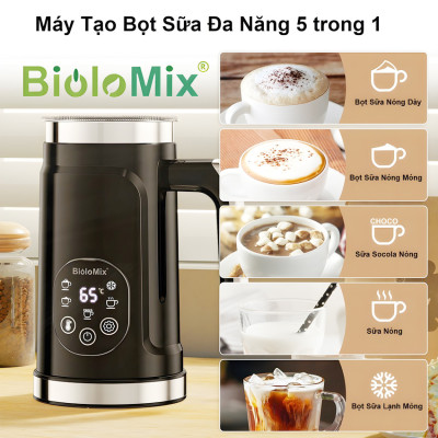 Máy tạo bọt sữa, cà phê, ca cao New Digital 5 trong 1 chuyên nghiệp thương hiệu Mỹ Biolomix BMF102E - Hàng chính hãng (BẢO HÀNH 1 NĂM)