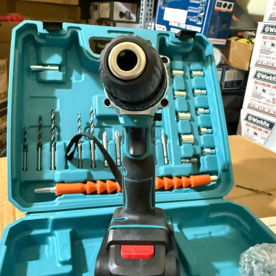 Máy khoan pin 77V Elex 3 chức năng có búa - Tặng kèm 24 chi tiết gồm các mũi khoan + Mũi bắt vít..