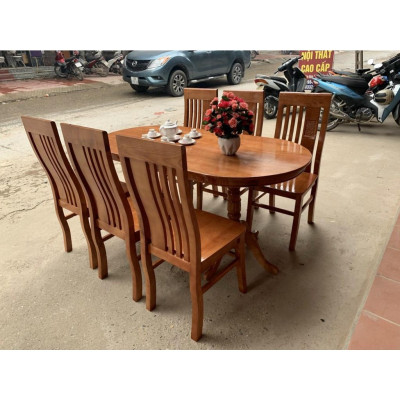 Bộ bàn ăn bầu dục 6 ghế