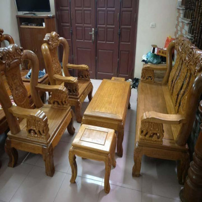 bộ bàn ghế quốc voi gỗ lim nam phi