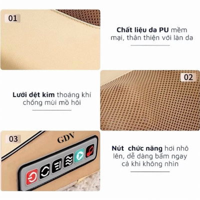 Gối Massage Cổ Vai Gáy 6 Chức Năng GDV - Màu Ngẫu Nhiên - Hàng Chính Hãng