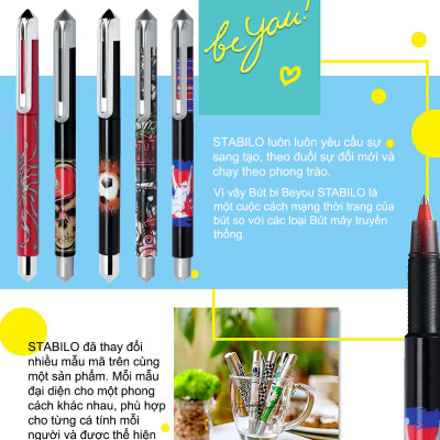 Vỉ bút bi ký STABILO beCrazy hình graffiti + Tặng kèm hộp (BCC-GFT)