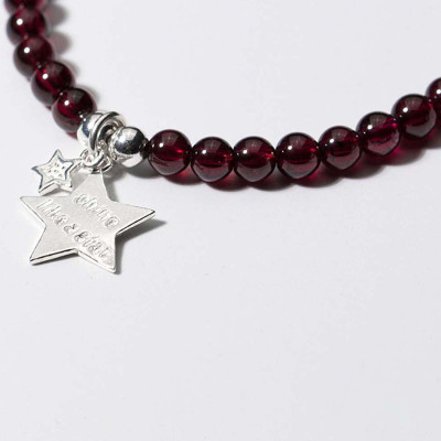 Vòng tay đá Garnet phối charm ngôi sao đôi size hạt 6mm mệnh hỏa, thổ - Ngọc Quý Gemstones