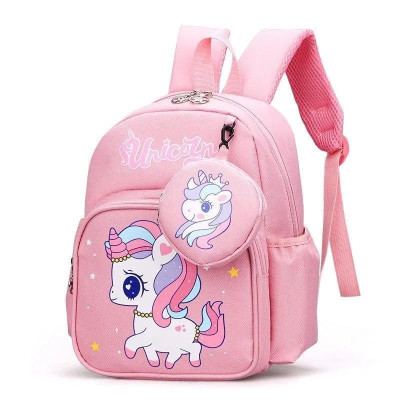 Balo Đi Học Họa Tiết Hoạt Hình Dễ Thương Kèm Ví Nhỏ Cho Trẻ