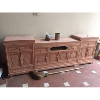 Kệ tivi mõ lõm gỗ hương đá