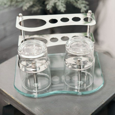 Kệ bàn chải đế kính cường lực 2 ly úp -  INOX 304
