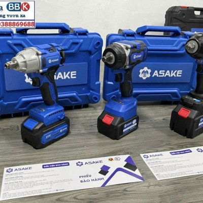 Máy Siết Bulong ASAKE 21V Pin 15 Cell - Lực Siết Khủng 880NM Siêu Mạnh Mẽ - Động Cơ Không Chổi Than - Bảo Hành 12 Tháng