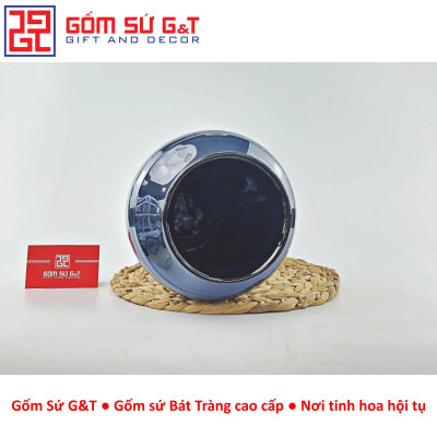Lọ hoa men hỏa biến dáng thạp vẽ sen Gốm Sứ G&T