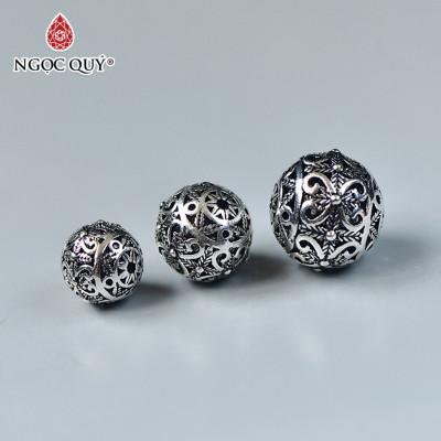 Charm bạc hình tròn hoa văn xỏ ngang - Ngọc Quý Gemstones
