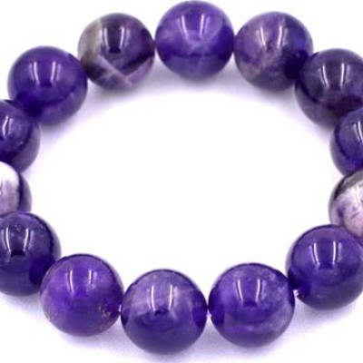 Vòng tay chuỗi hạt Thạch Anh Tím Than 14 ly 15 hạt - hợp mệnh Hỏa, mệnh Thổ