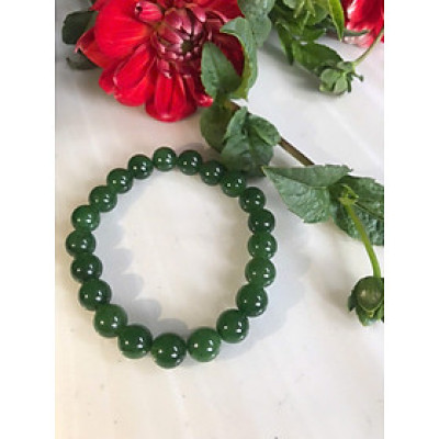 Vòng Đeo Tay chuỗi đá Ngọc Phật Xanh Ngọc bích bóng đẹp size hạt 9,5mm xinh lắm món quà tặng Mẹ , tặng vợ , tặng người thân ý nghĩa ạ 