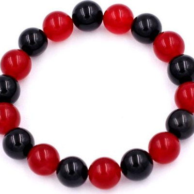 Vòng tay chuỗi hạt đá thạch anh đỏ đen 10 ly 18 hạt