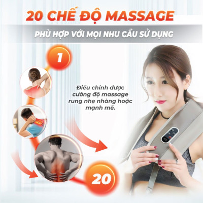Đai Massage Cổ Vai Gáy Sakuchi UK-878 Được Trang Bị Đến 20 Mức Độ Massage Đáp Ứng Mọi Nhu Cầu Của Người Sử Dụng