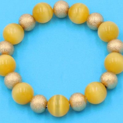 Vòng chuỗi đeo tay - đá mắt mèo vàng 12 ly VMEVHVM1 - hợp mệnh Kim, mệnh Thổ