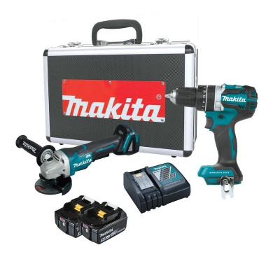 BỘ SẢN PHẨM GỒM DHP484＋DGA408 DÙNG PIN 18V MAKITA DLX2215TX2 (1 SẠC NHANH 2 PIN 18V/5.0AH) - HÀNG CHÍNH HÃNG