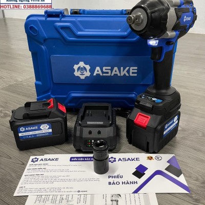 Máy Siết Bulong ASAKE 21V Pin 15 Cell - Lực Siết Khủng 880NM Siêu Mạnh Mẽ - Động Cơ Không Chổi Than - Bảo Hành 12 Tháng