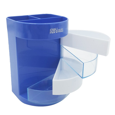 Khay Cắm Bút 4 Ngăn Xoay Deli 0904 - Màu Xanh