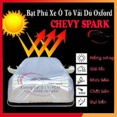 [CHEVROLET SPARK] Bạt Phủ Ô Tô Vải Dù Oxford, Tráng Nhôm Cao Cấp, Áo Trùm Bảo Vệ Xe CHEVROLET SPARK, Bạc Phủ Trùm Chống Nóng Chống Mưa, Chống Xước Xe, Bạt Của Xưởng Được May Theo Kích Cỡ Xe, Cam Kết Vừa Xe, Bền Và Đẹp Tới 2 Năm