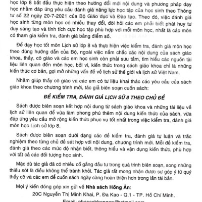 Đề Kiểm Tra, Đánh Giá Lịch Sử 8 Theo Chủ Đề (Biên Soạn Theo Chương Trình GDPT Mới) _HA