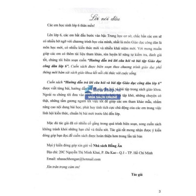 Sách - Hướng Dẫn Trả Lời Câu Hỏi Và Bài Tập Giáo Dục Công Dân Lớp 6 - Bám Sát SGK Kết Nối Tri Thức - Hồng Ân
