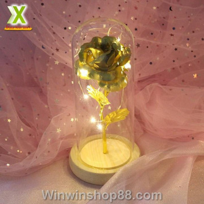 Đèn hoa hồng mạ vàng 24k có đèn LED